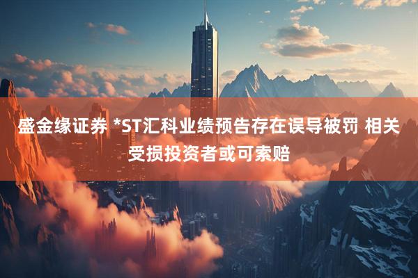 盛金缘证券 *ST汇科业绩预告存在误导被罚 相关受损投资者或可索赔
