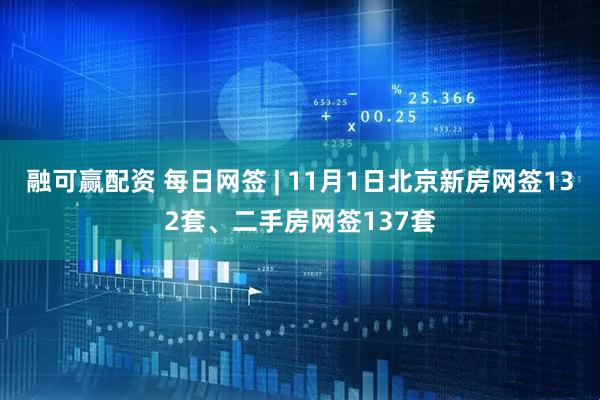 融可赢配资 每日网签 | 11月1日北京新房网签132套、二手房网签137套