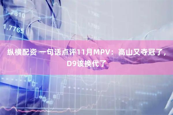 纵横配资 一句话点评11月MPV：高山又夺冠了，D9该换代了